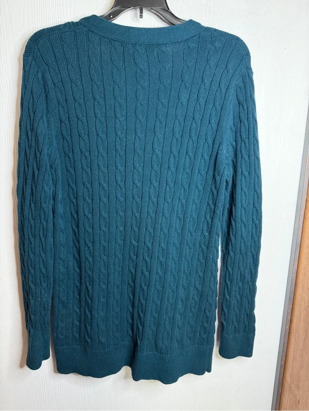 Banana Republic Teal Cable-Knit Button-Front Cardigan